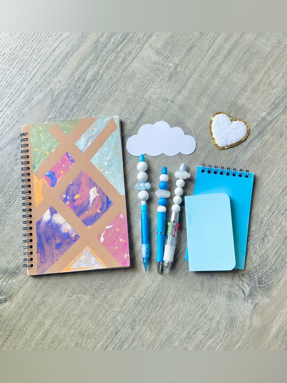 NEW📚 Handcrafted Stationery Set w/ Beaded Pens & Notebooks